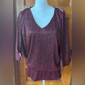 Chaus Metallic Red Blouson Top